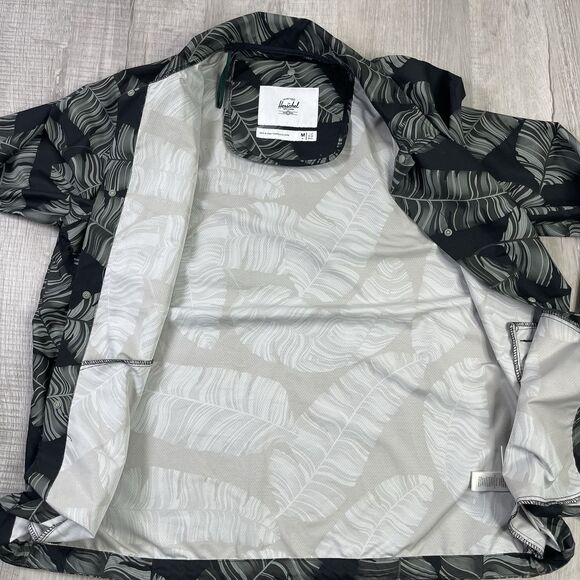 Herschel Supply Co Unisex Voyage Coach Jacket Rain Wind Green Palms Sz Medium  O - Picture 8 of 10